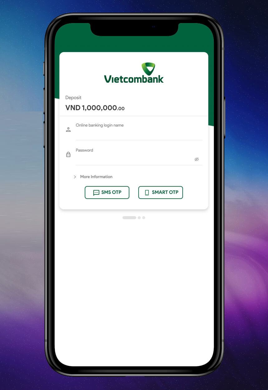Ví dụ gửi tiền online qua tài khoản ngân hàng Vietcombank
