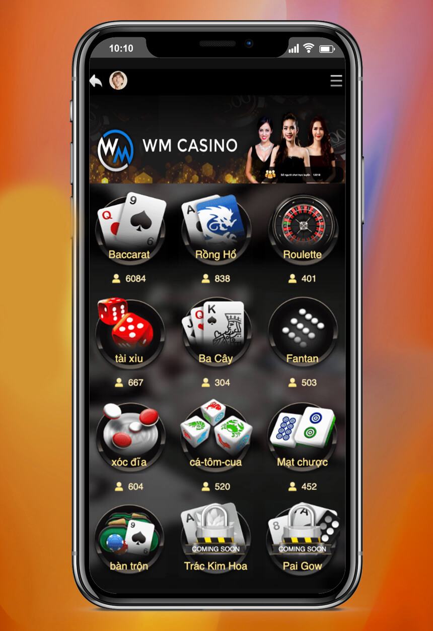 Ví dụ chọn sòng bài casino WM, bạn sẽ thấy có rất nhiều trò chơi nhu baccarat, rồng hổ, roulette, tài xỉu, xóc đĩa...
